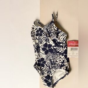 Girls 6X One Piece Swimsuit NWT Navy Floral
